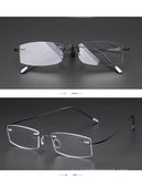 Men's Rimless Reading Glasses Women Presbyopic Lens Eyewear Anti Blue Light Blocking Glasses TR90 Metal Titanium Eyeglasses Frame Mart Lion   