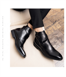 Men's Ankle Boots Brown Black Buckle Strap Classic Shoes with Zapatillas Hombre Mart Lion   