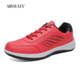 Leather Men's Shoes Trend Casual Walking Shoe Breathable Waterproof Male Sneakers Non-slip Footwear Mart Lion Red 38 