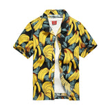 Men's Short Sleeve Hawaiian Shirt Colorful Print Casual Beach Hawaiian Shirt Mart Lion 78 banana Asian size 2XL 
