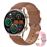 Smart Watch HK8 Pro Amoled Screen AI Voice Bluetooth Call Heart Rate Health Monitor I30 Smartwatch Fitness Tracker Mart Lion Gold Leather  