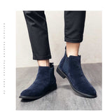 Chelsea Boots Men's Blue Faux Suede Classic Casual Short Ankle Zapatos De Seguridad Hombre Mart Lion   