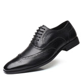  Men Classic Retro Brogue Shoes Men's Lace-Up Leather Dress Office Flats Wedding Party Oxfords Mart Lion - Mart Lion