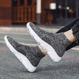 Autumn Classic Khaki Men's High-top Sneakers Weave Breathable Sneakers Slip-on Platform Jogging Shoes Casual Mart Lion   