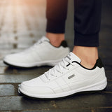 Leather Men's Shoes Trend Casual Breathable Leisure Sneakers Non-slip Footwear Sports Lace-up Trainers Mart Lion   