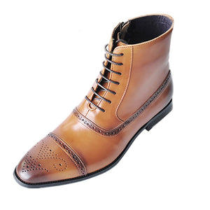 Spring Autumn Men's Ankle Boots Dress Pointed Toe PU Leather Shoes Chelsea Chelsea Mart Lion   