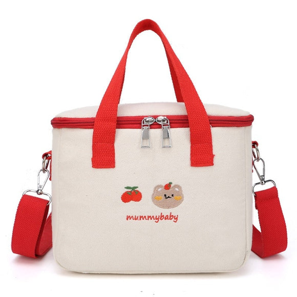 Multifunctional Mother Baby Bag Diaper Bags Waterproof Bear Embroidery Thermal Mommy Bag Food Storage Bags Mart Lion Red  