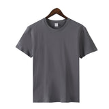 100% Cotton T Shirt Women Summer Casual Basic Loose Tshirt Korean Oversized Solid Tees Chic O Neck Female Tops Mart Lion Gray S 