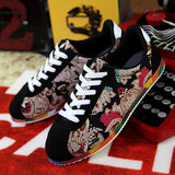 graffiti Printed Men's Suede Sneakers Red Running Shoes Jogging Light Gym Trainers Flat Embroidery Mart Lion 997 black 39 CN