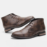 Retro Men's Ankle boots Plus Size Desert Boots Comfortable Leather Mart Lion dark brown 39 