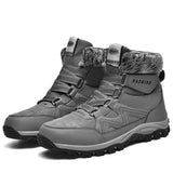 Couple Hiking Shoes High-Top Outdoor Cotton Shoes Velvet Wear-resistant Men's Trekking Tactical Sneakers Mart Lion Grey 36 CN