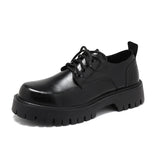 Men's Platform Leather Casual Shoes Black White Vintage Lace Up Dress Shoes Oxfords Wedding Flats Mart Lion Black 38 