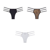 3pcs Low Rise Leopard Panties For Woman String Underwear Briefs Solid Panties Ladies Seamless Panty Mart Lion black-leopard-white M China|3PCS