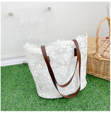 Simple Summer Mori Lace Female Trend Handbag Shoulder Bag Mother Female Bag Mart Lion White 1  
