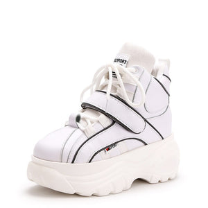 Inside The Height Sneaker Women Autumn Winter Genuine Leather Platform Shoes Sneakers Casual Mart Lion White 35 