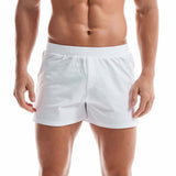 Men's Cotton Sleep Bottoms Lounge Home Pajama Shorts Elastic Waist Breathable Solid Underwear Boxers Jogger Sport Shorts Mart Lion White S China
