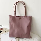 Women Bag PU Handbags for Female Shoulder Bag Large Capacity Tote Bas Solid Color Striped Travel Bag Ladies Shopper Bag Mart Lion Purple  