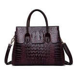 Women Handbag Genuine Leather Bags Crocodile Luxury Handbags Bags Designer Crossbody Bags Female Retro Tote Handbags Mart Lion Purple  