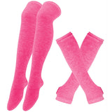 1 Set of Women Girls Over Knee Long Stripe Printed Thigh High Cotton Socks Gloves  Overknee Socks Mart Lion 21  
