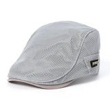 Summer Men's Hats Breathable Mesh Newsboy Caps Outdoor Baker Boy Boinas Cabbie Hat Driving Flat Cap For Women Mart Lion grey  