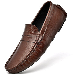 Genuine Leather Shoes Men's S Casual Soft-Soled Non-Slip Breathable Men's Loafers Mart Lion brown 38 China