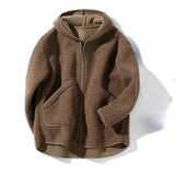 Deeptown Winter Jacket Women Thicken Lamb Wool Oversized Teddy Jacket Fleece Coat Casual Warm Black Zipper Hoodie Korean Mart Lion   