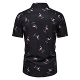 Blusas Negras Flamingo Printed Hawaii Hemd Herren Men's Shirts Summer Short Sleeve Social Prom Dress Button Streetwear Mart Lion   