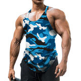 Camouflage Summer Fitness Tank Top Men's Bodybuilding Gyms Clothing Fitness Shirt Slim Fit Vests Mesh Singlets Muscle Tops Mart Lion light blue 2XL 