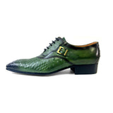 LUXURY MEN'S OXFORD SHOES GENUINE LEATHER PRINTS GREEN LACE UP POINTED TOE OFFICE WEDDING DRESS FORMAL OXFORD Mart Lion   