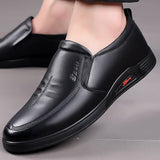 Men Genuine Leather Handmade Shoes Anti-slip Rubber Outsole Office Loafers Soft Old Casual Leather Sewing Mart Lion   