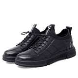 Men's Casual Sneakers Leather Microfiber White Black Vulcanized Shoes Lace Up Sports Footwear Mart Lion   