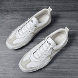  Men's Leather Shoes Casual Sneakers Korea Style Designer Luxury Flat Sneakers Loafers Sports Mart Lion - Mart Lion