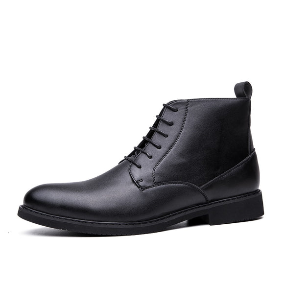 Formal Leather Chelsea Boots Men's Elegant Autumn Shoes Dress Ankle Leisure Oxfords Mart Lion Black 38 