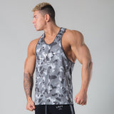 Camo Quick Dry Tank Top Men's Gym Fitness Bodybuilding Training Sleeveless Shirt Summer Casual Stringer Singlet Vest Clothing Mart Lion Gray M 