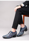 Blue Snake Shoes Dress Men's Pointed Leather High Heel Comfort Lace-up Casual  zapatos de vestir Mart Lion   