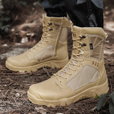 Men's Ankle Boots Lightweight Tactical Military Special Force Waterproof Leather Desert Work Shoes Combat Army