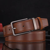 Men's Pin Buckle Leather Texture Luxury Brand Design Belt Loop Simple Casual Trend Youth Pants Belt Mart Lion 90 Brown CN 70CM Europe55