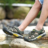 Men's Sandals Breathable Beach Hiking Shoes Thick Sole Closed Toe Aqua Shoes Casual for Fishing Mart Lion   