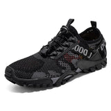 Outdoor men's hiking shoes Cross-country running mountaineering hiking sports casual Non-slip water Mart Lion BLACK 38 
