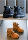 Children Work Boots Autumn Concise Style Handsome Back Yellow Boys Girls Ankle All-match Kids Shoes  Mart Lion