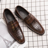 Loafers Shoes Men's Green Square Toe Slip-On Autumn with Dress Mart Lion brown 38 