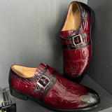 Men's Shoes Dress Designer Party Wedding Single Buck Monk  Luxury Genuine Leather Zapatos De Hombre Pointed Toe Mart Lion   