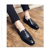 Loafers Men's Shoes PU Solid Color Casual Wedding Party All-match Crack Lattice Classic Slip-on Dress Mart Lion   