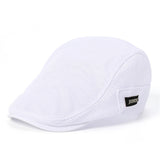 Summer Men's Hats Breathable Mesh Newsboy Caps Outdoor Baker Boy Boinas Cabbie Hat Driving Flat Cap For Women Mart Lion white  