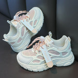 Girls Sneakers Children Shoes Breathable Mesh Light Sport Thick Bottom Tennis Running Shoes Girl Grey Kids Zapatilla Mart Lion   