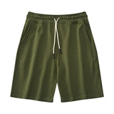 Summer Vintage Men's Casual Shorts Cotton Multicolor Drawstring Simple Sports Shorts Loose Mart Lion Military Green M 