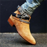 Men's Ankle Boots Yellow Black Faux Suede Buckle Strap Classic Short Sapato Masculino Mart Lion   