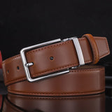 Men's Pin Buckle Leather Texture Luxury Brand Design Belt Loop Simple Casual Trend Youth Pants Belt Mart Lion 91 Brown CN 70CM Europe55