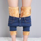 Winter Warm Velvet Jeans Woman Elastic Casual Ladies Trousers Female Pantalon Denim Pants Y2K Jean Soft Leggings Mart Lion Sky Blue B05 25 