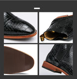 Chelsea Boots Men's Boots PU Solid Color Classic Casual Versatile Crocodile Pattern Slip-On Fashion Ankle Mart Lion   